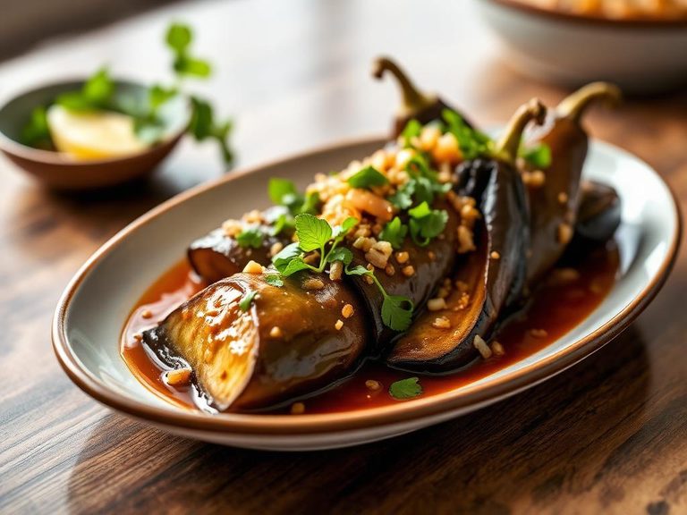 Steamed Eggplant with Garlic Sauce
