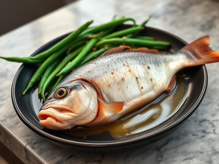Steamed Fish with a Side of Green Beans