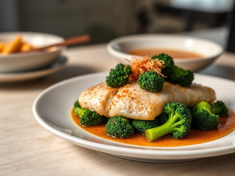Steamed Fish with Broccoli