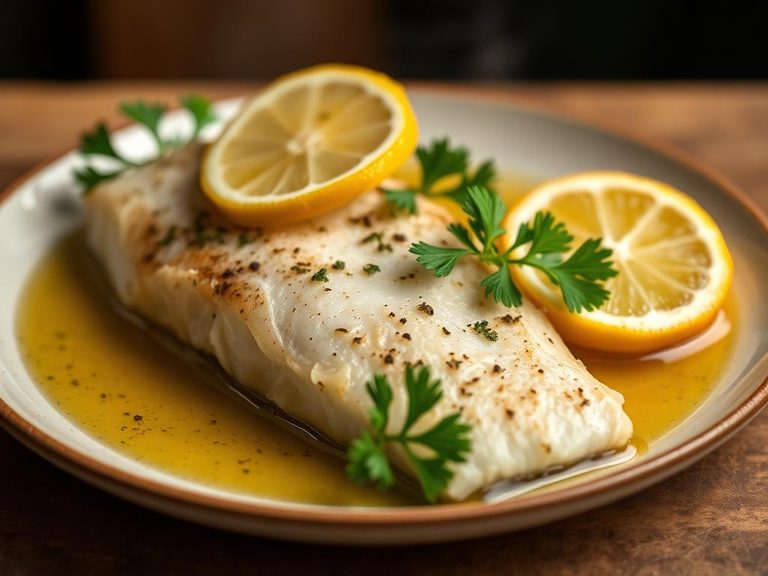 Steamed haddock with lemon and parsley