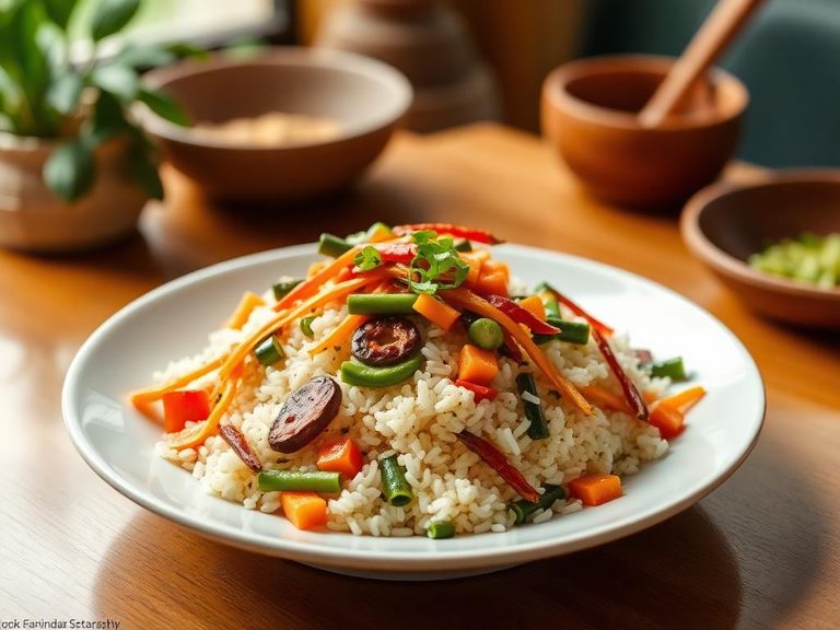 Steamed Rice with Mixed Vegetables