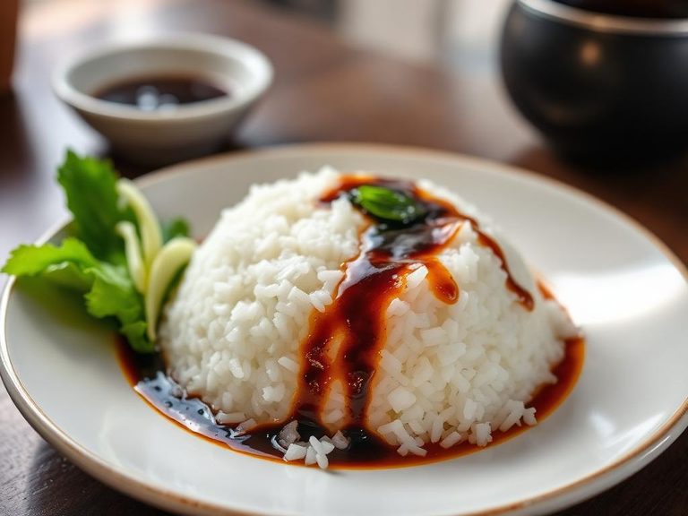 Steamed rice with soy sauce (Japanese: Gohan)