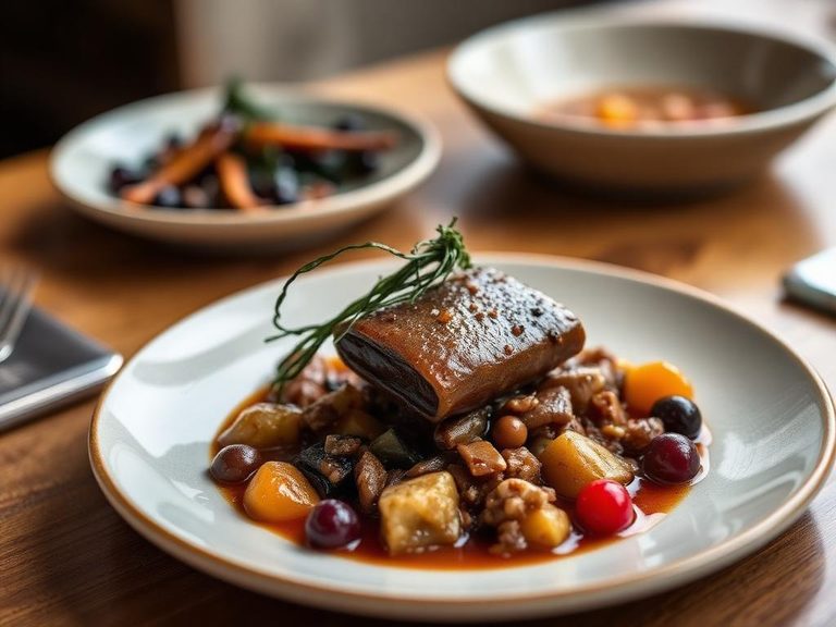 Stewed sea lion liver with seaweed and berries