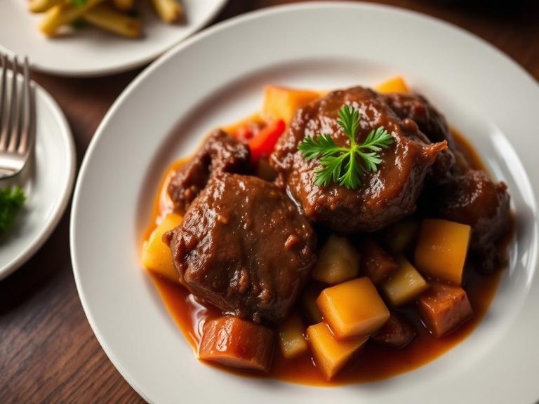 Stewed seal meat with vegetables