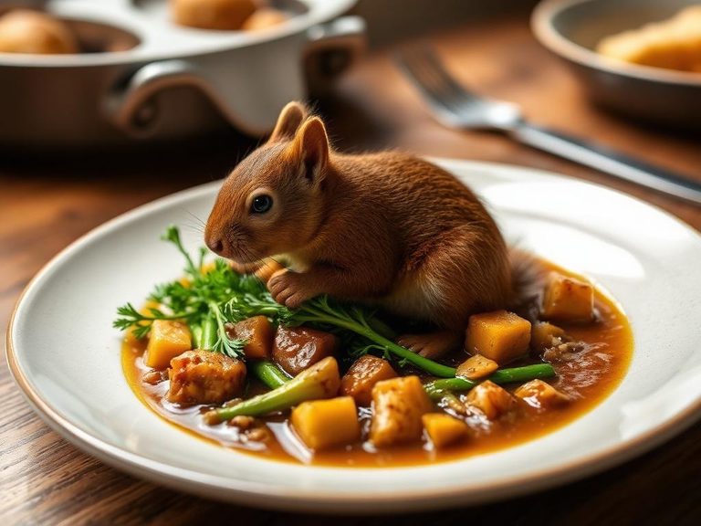 Stewed squirrel with wild greens