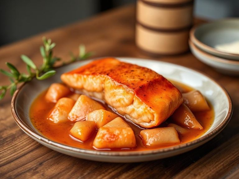 Stewed with salmon and seal oil