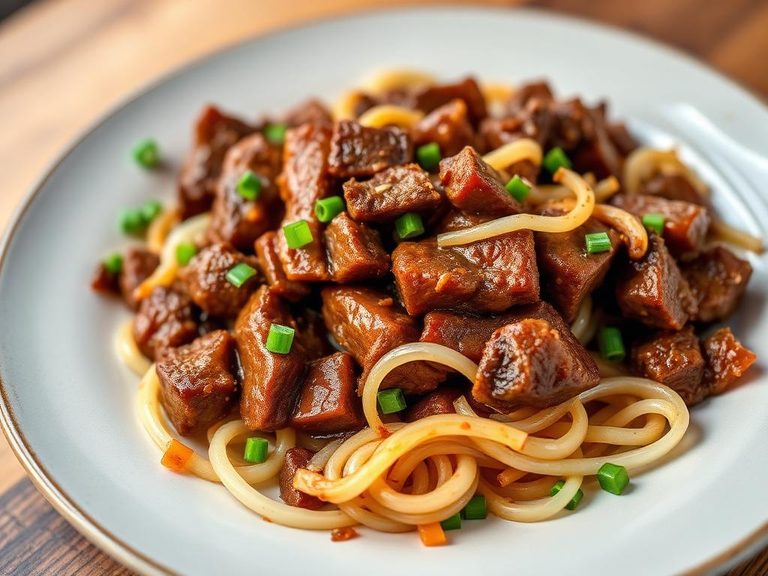 Stir-fried beef with Welsh onions