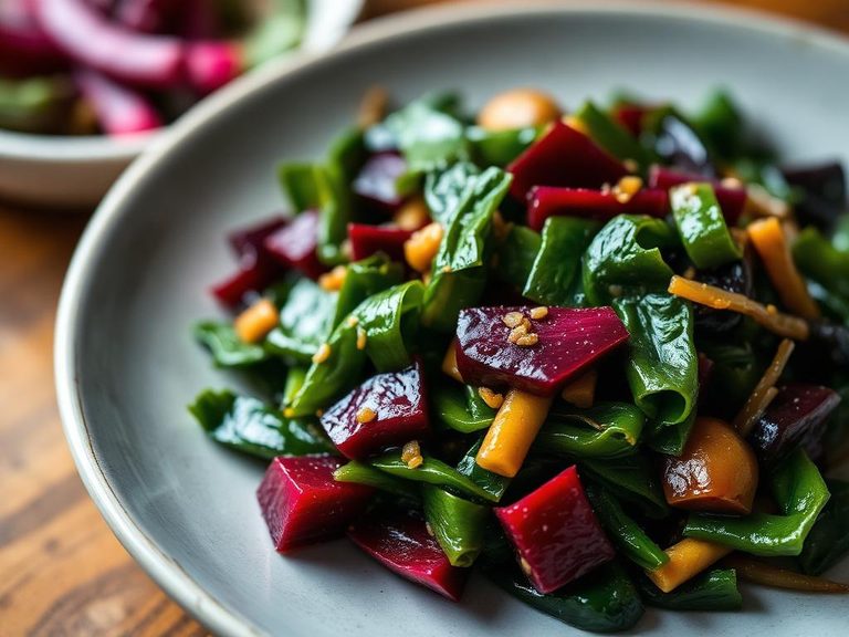 Stir-fried beet greens with ginger and soy sauce