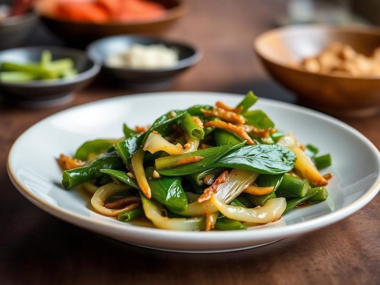 Stir-fried Bitter Melon Leaves with Garlic
