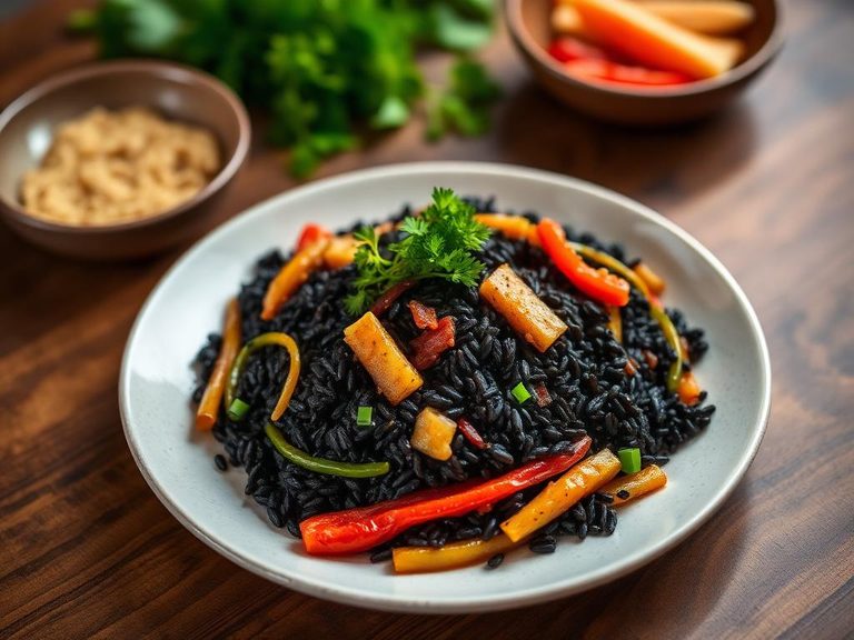 Stir-Fried Black Rice with Vegetables