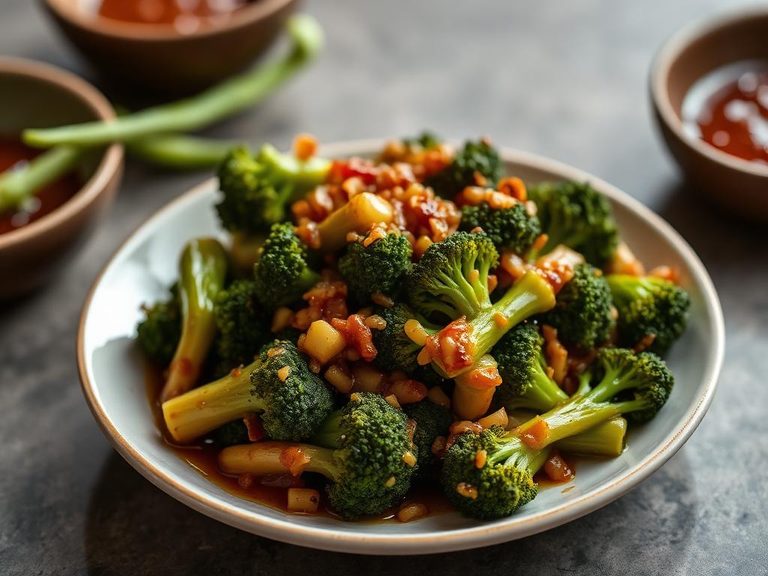 Stir-fried broccoli with garlic and oyster sauce