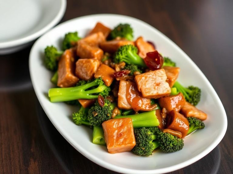 Stir-fried Chinese Broccoli with Oyster Sauce and Pork