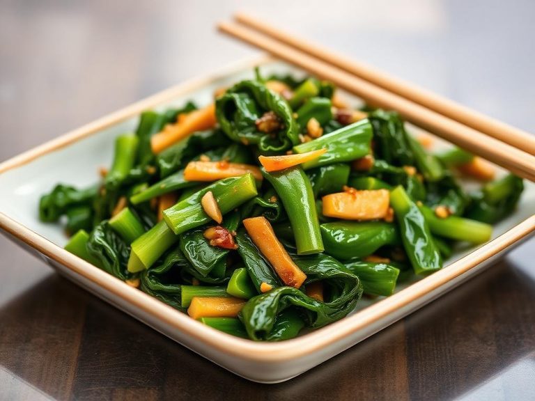Stir-fried collard greens with ginger and soy sauce