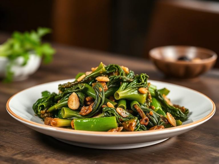 Stir-fried collards with garlic