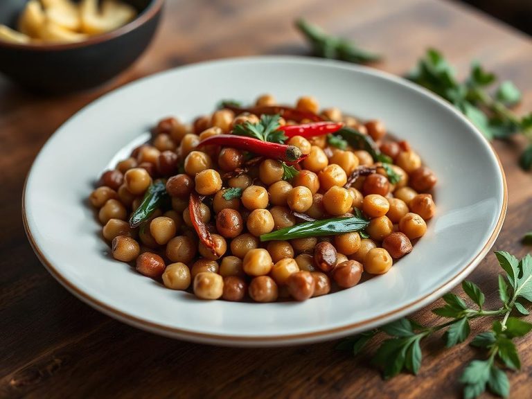 Stir-fried cowpeas with garlic and chili