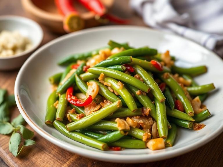 Stir-fried hyacinth beans with garlic and chili
