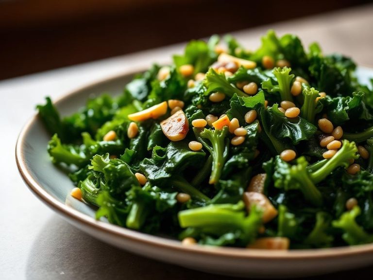 Stir-fried kale with garlic and soy sauce