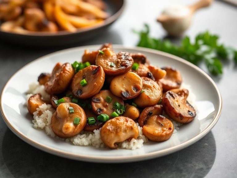 Stir-fried mushrooms with garlic