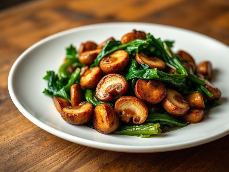 Stir-fried Mushrooms with Greens
