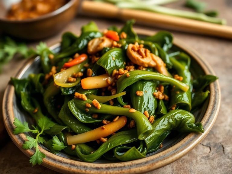 Stir-fried mustard greens with oyster sauce