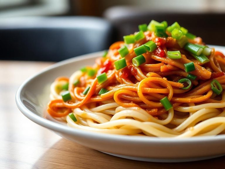 Stir-fried noodles with green onions