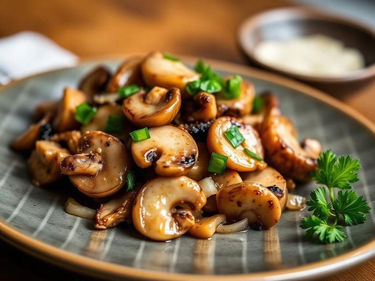 Stir-fried oyster mushrooms with garlic