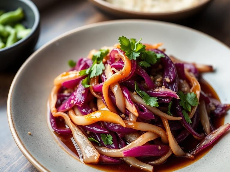 Stir-fried red cabbage with garlic and soy sauce