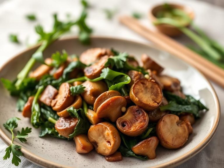 Stir-fried Shiitake with Greens