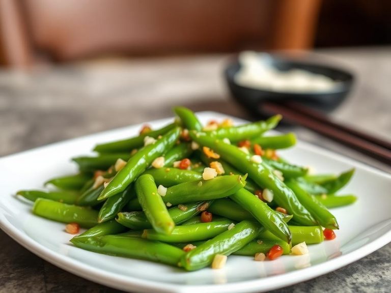 Stir-fried snow peas with garlic