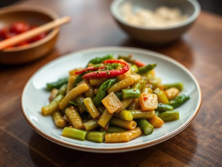Stir-fried soybeans with garlic and chili