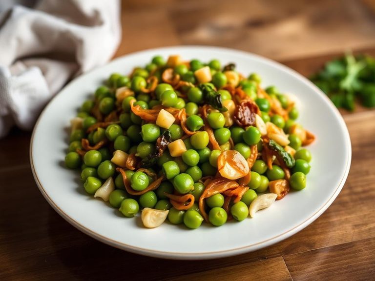Stir-fried sprouted peas with garlic