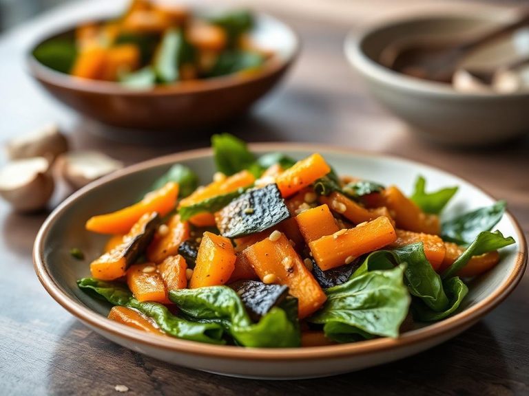 Stir-fried sweet potato leaves with garlic