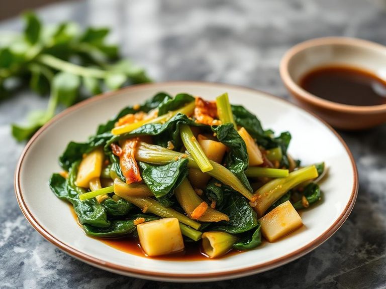 Stir-fried turnip greens with ginger and soy sauce