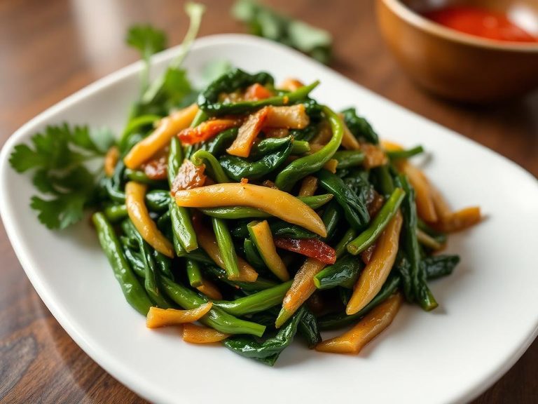 Stir-fried turnip greens with ginger