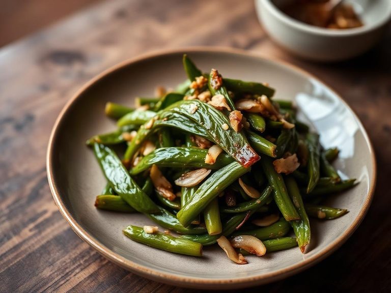 Stir-fried winged bean leaves with garlic