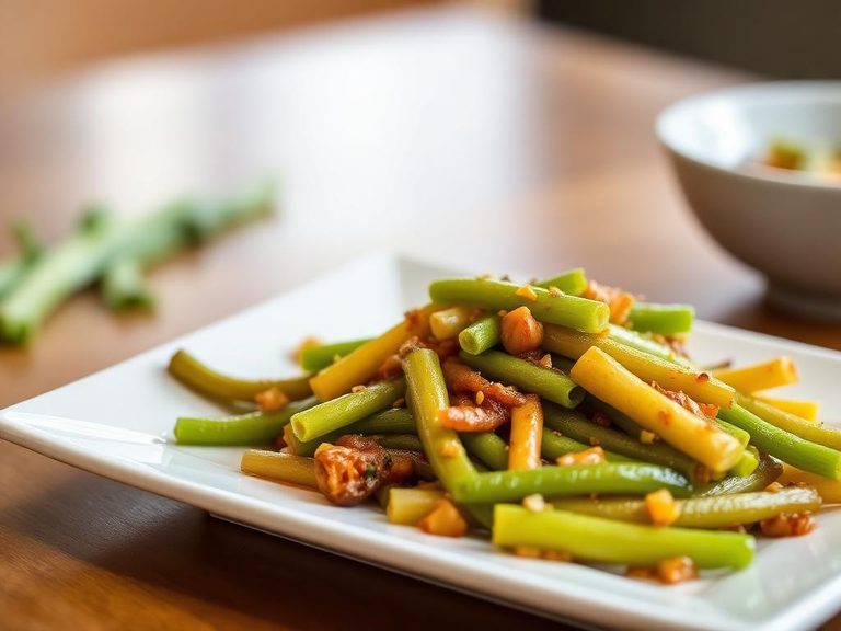 Stir-fried winged bean tuber with garlic