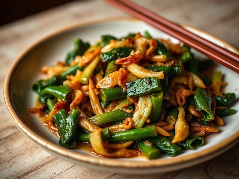 Stir-fried with garlic and greens