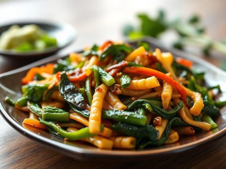 Stir-fried with other greens and seasonings