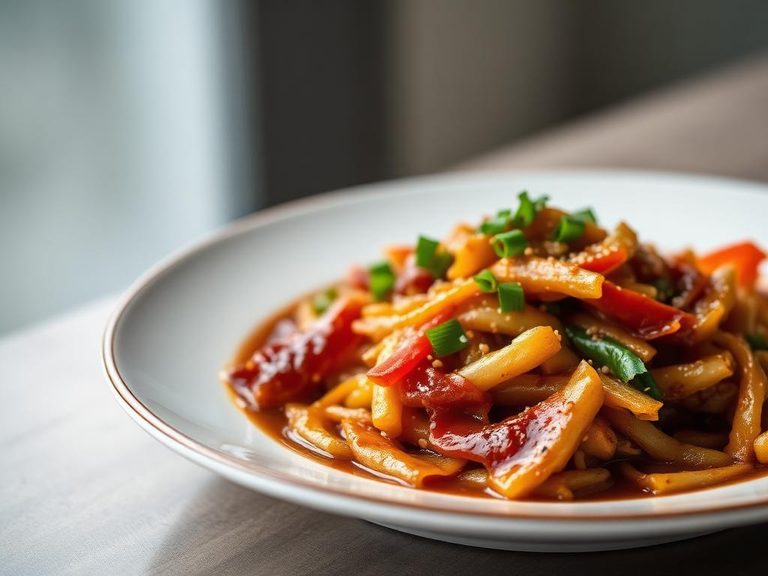 Stir-fried with soy sauce and sesame oil