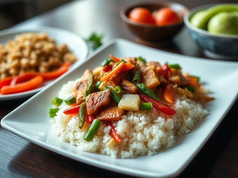 Stir-fried with vegetables and rice