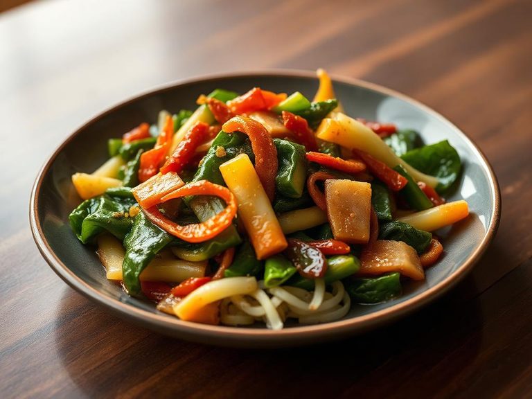 Stir-fried yu choy (a similar Asian green)
