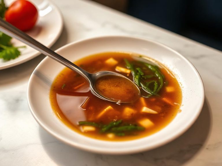 Stirred into broths or soups
