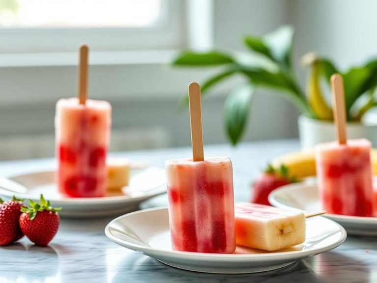Strawberry Banana Popsicles
