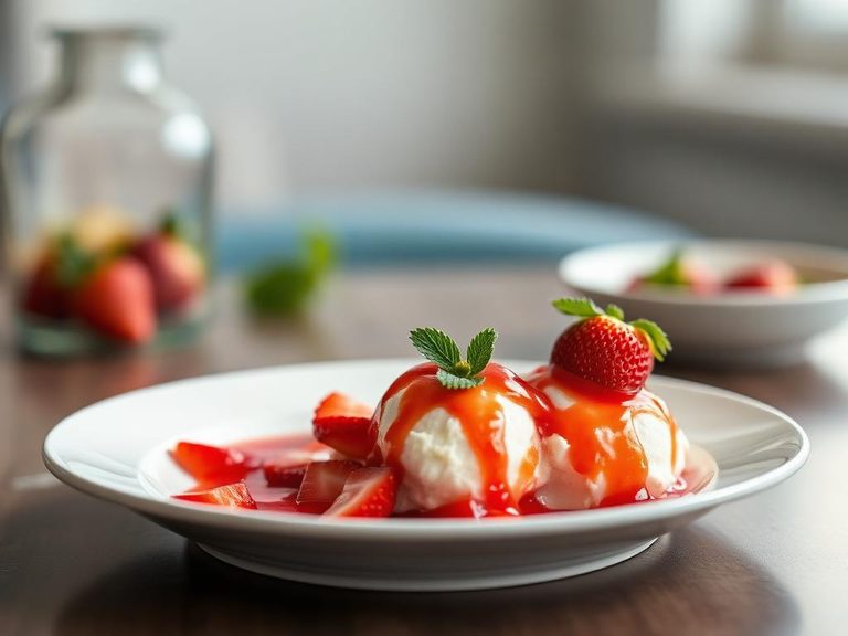 Strawberry ice cream topping