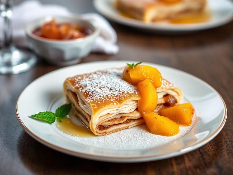 Strudel with Peach Compote