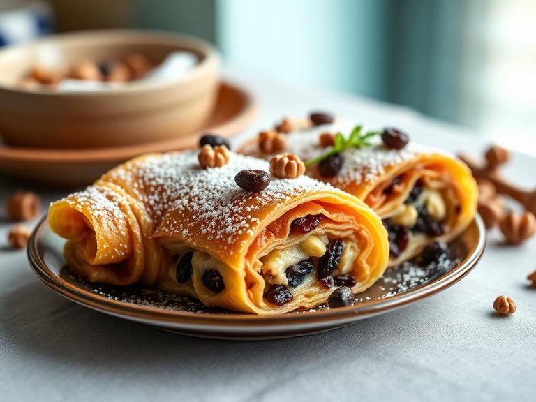 Strudel with raisins and walnuts