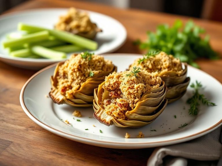 Stuffed Artichokes with Breadcrumbs and Herbs