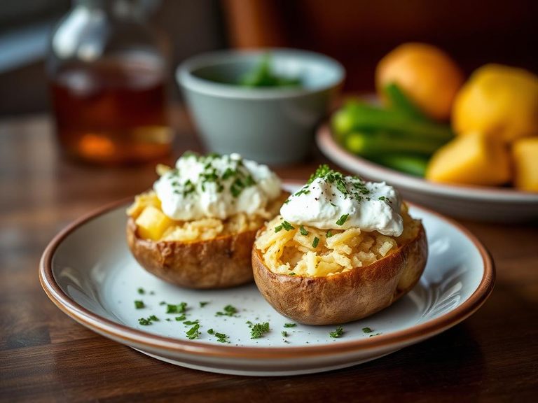 Stuffed baked potatoes with cottage cheese