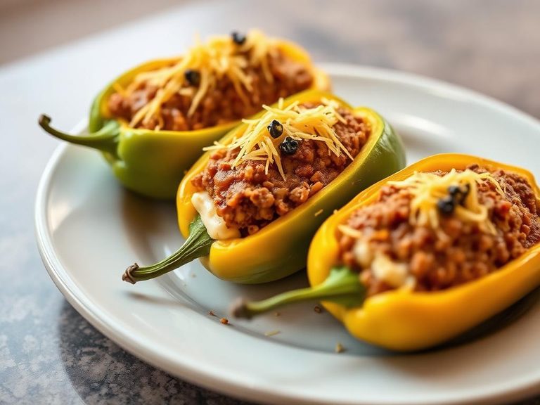 Stuffed banana peppers with cheese or meat