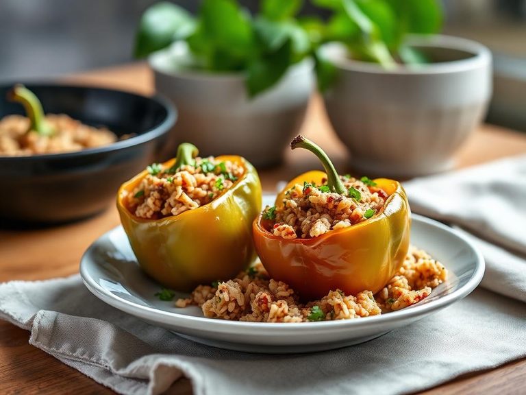 Stuffed Bell Peppers with Pork and Rice